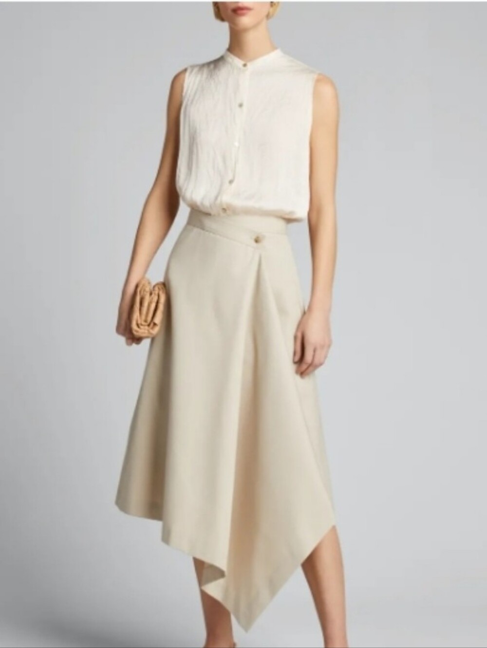 NWT Vince Crushed Collar Satin Crinkle Blouse